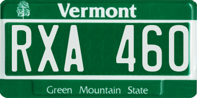 VT license plate RXA460