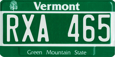 VT license plate RXA465