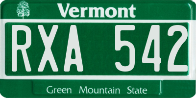 VT license plate RXA542