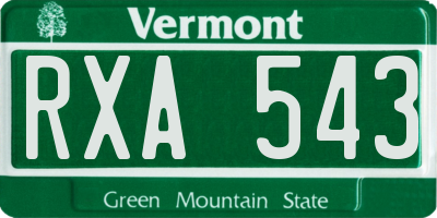VT license plate RXA543