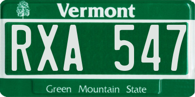 VT license plate RXA547