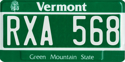 VT license plate RXA568