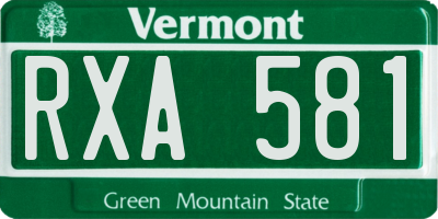 VT license plate RXA581