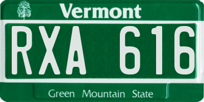 VT license plate RXA616