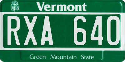 VT license plate RXA640