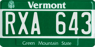 VT license plate RXA643