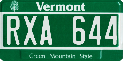 VT license plate RXA644