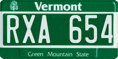 VT license plate RXA654