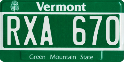 VT license plate RXA670
