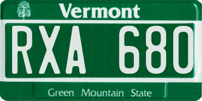VT license plate RXA680