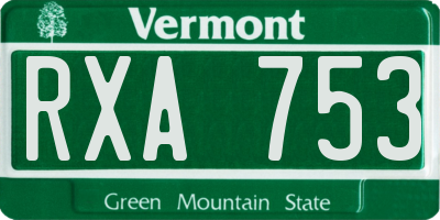 VT license plate RXA753