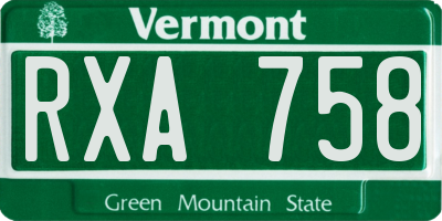 VT license plate RXA758