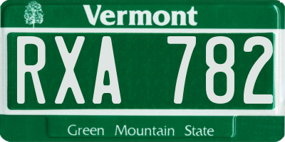 VT license plate RXA782