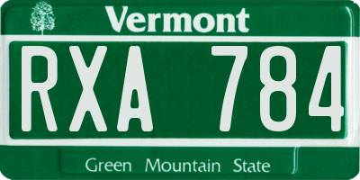 VT license plate RXA784