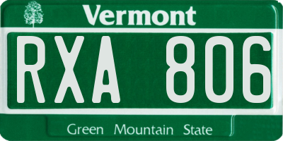 VT license plate RXA806
