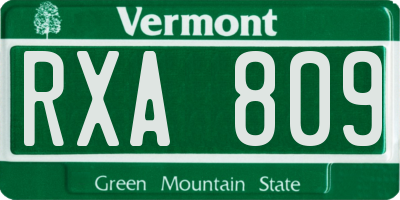 VT license plate RXA809