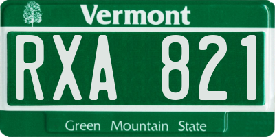 VT license plate RXA821