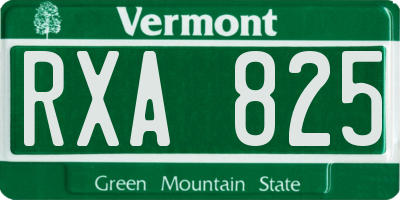 VT license plate RXA825