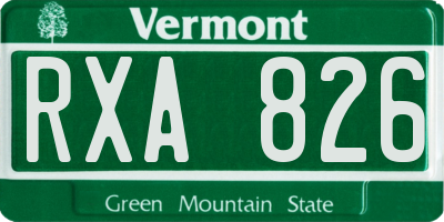 VT license plate RXA826