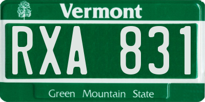 VT license plate RXA831