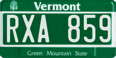 VT license plate RXA859