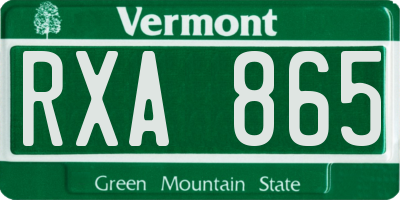 VT license plate RXA865
