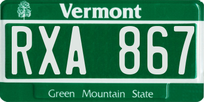VT license plate RXA867