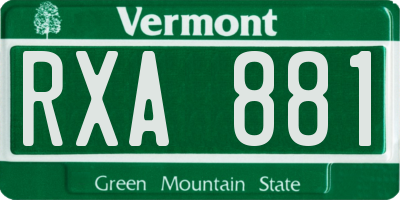 VT license plate RXA881