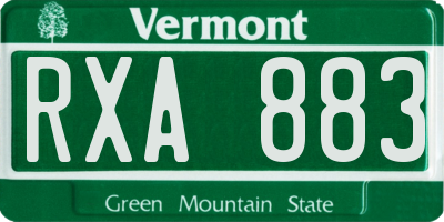 VT license plate RXA883