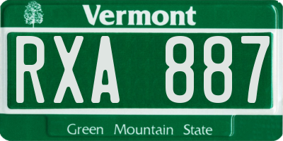 VT license plate RXA887