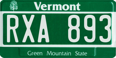 VT license plate RXA893