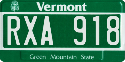 VT license plate RXA918