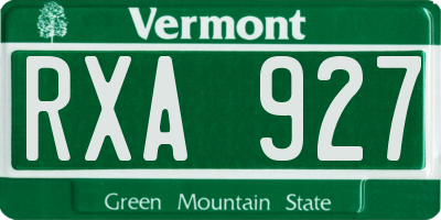 VT license plate RXA927