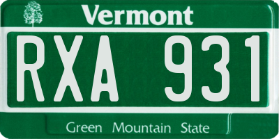 VT license plate RXA931