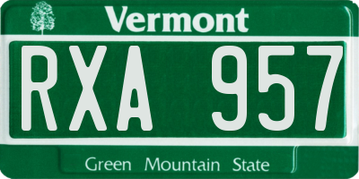 VT license plate RXA957