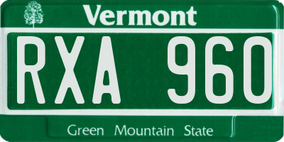 VT license plate RXA960