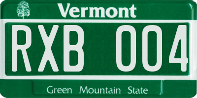 VT license plate RXB004