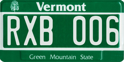 VT license plate RXB006