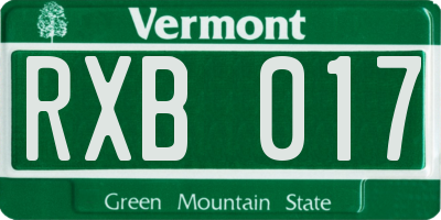 VT license plate RXB017