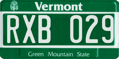 VT license plate RXB029