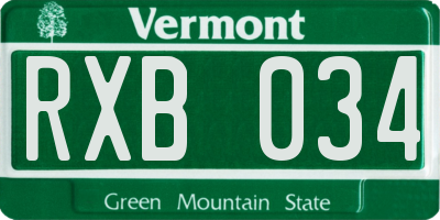 VT license plate RXB034