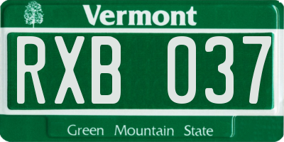 VT license plate RXB037