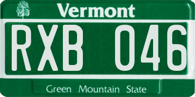 VT license plate RXB046