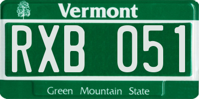 VT license plate RXB051