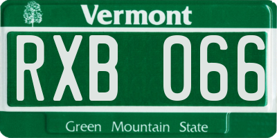 VT license plate RXB066