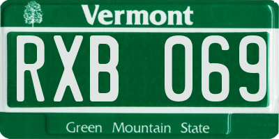 VT license plate RXB069