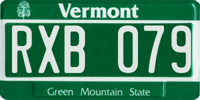 VT license plate RXB079