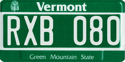 VT license plate RXB080