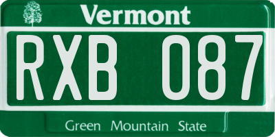 VT license plate RXB087