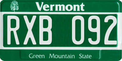 VT license plate RXB092